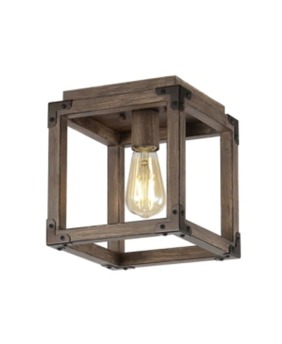 Jonathan Y Magnolia Rustic Farmhouse Led Flush Mount In Brown
