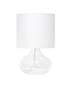 Simple Designs Glass Raindrop Table Lamp With Fabric Shade In White