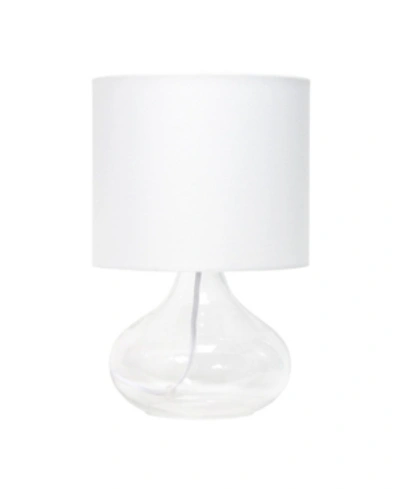 Simple Designs Glass Raindrop Table Lamp With Fabric Shade In White