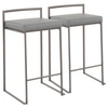 Lumisource Fuji Stackable Barstool Set Of 2 In Gy Fx Lthr