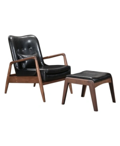 Zuo Bully Lounge Chair And Ottoman In Black
