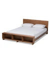 Baxton Studio Walnut Brown Finished Wood Full Size Platform Storage Bed With Built-in Shelves In Brown