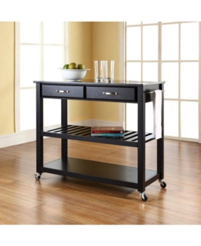 CROSLEY SOLID GRANITE TOP KITCHEN CART ISLAND WITH OPTIONAL STOOL STORAGE