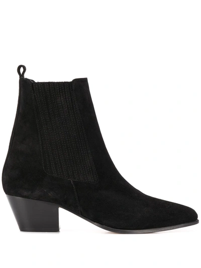 Sandro Leather Ankle Boots With Elastic In Black