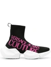VERSACE JEANS COUTURE LOGO-PRINT SOCK BOOTS