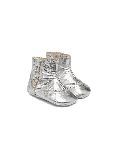 Pèpè Babies' Metallic Ankle Boots In Silver