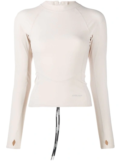 Ambush Chic Long Sleeve T-shirt With Polo Neck And Back Zip In Neutral