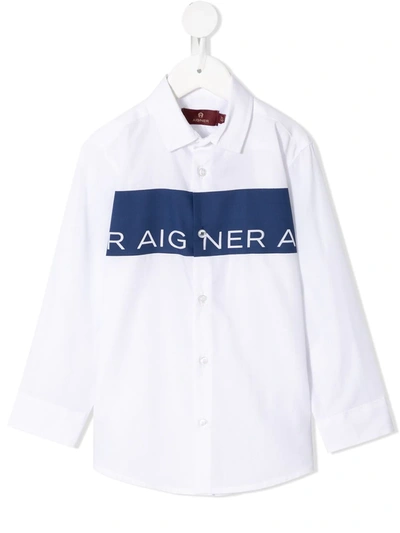 Aigner Kids' Logo印花衬衫 In White