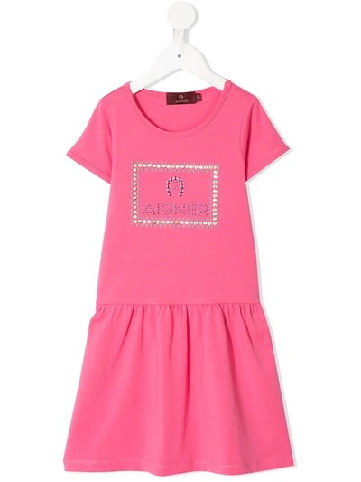 Aigner Kids' Embellished T-shirt Dress In Pink