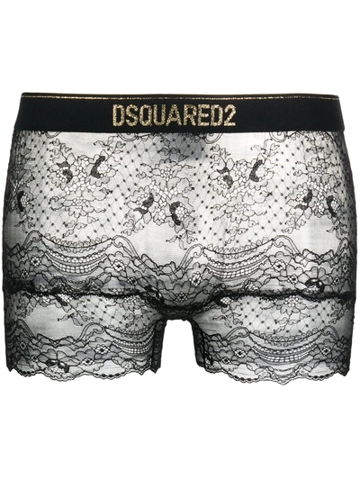 Dsquared2 Sheer Lace Briefs In Black