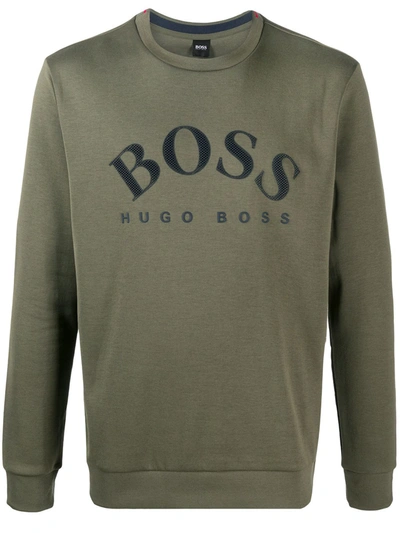 Hugo Boss Logo-print Sweatshirt In Green