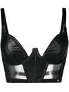 Something Wicked Fitted Leather Bra In Black