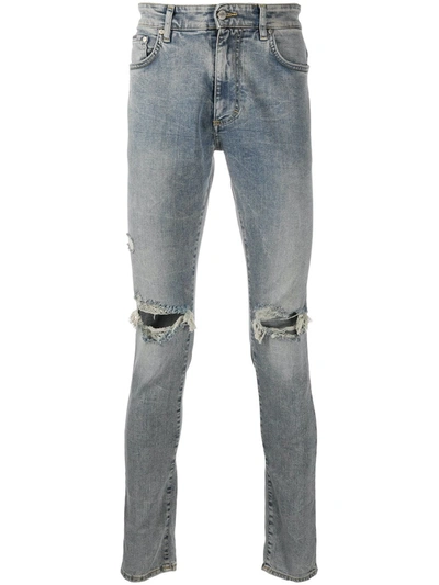 Represent Distressed Slim-fit Jeans In Blue