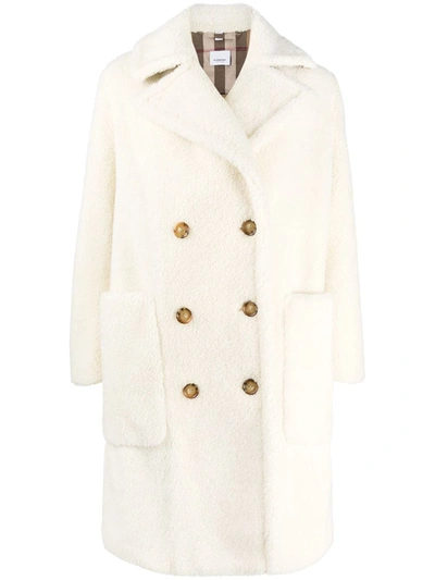 Burberry Doppelreihiger Shearling-mantel In Neutrals