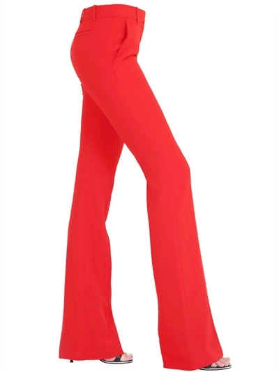 Alexander Mcqueen Flared Leaf Crepe Pants, Red In Red