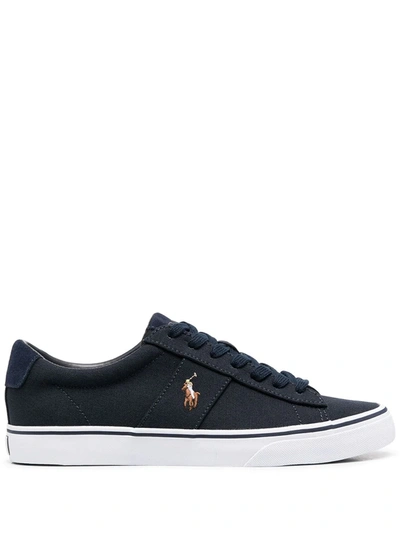 Polo Ralph Lauren Embroidered Logo Low-top Sneakers In Blue