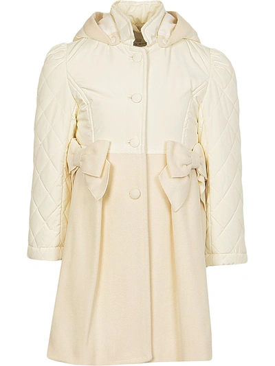 Lapin House Babies' Hooded Bow Detail Tailored Coat In Neutrals