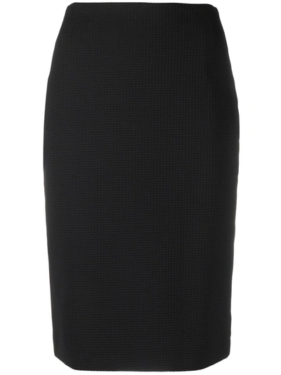 Hugo Boss Pencil Skirt In Italian Stretch Virgin Wool In Black