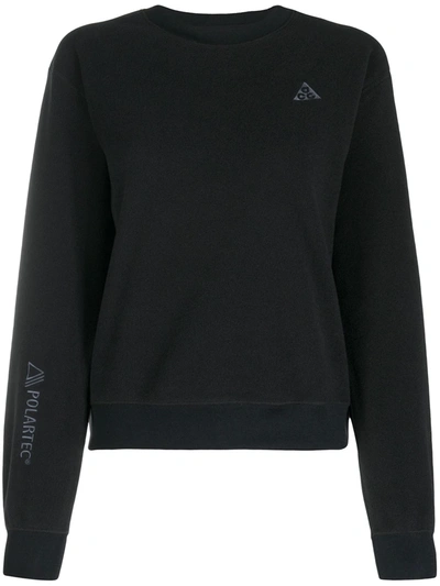 Nike Embroidered Logo Fleece Sweatshirt In Black