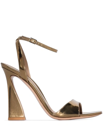 Gianvito Rossi Aura 105mm Patent Leather Sandals In Gold