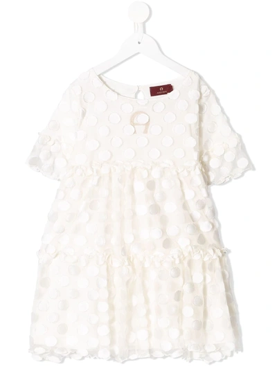 Aigner Kids' Flocked Dress In White