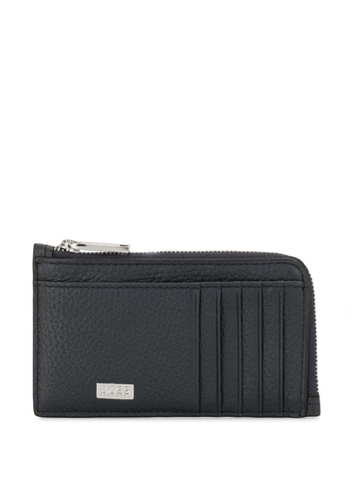 Hugo Boss Crosstown Grained Leather Wallet In Blue