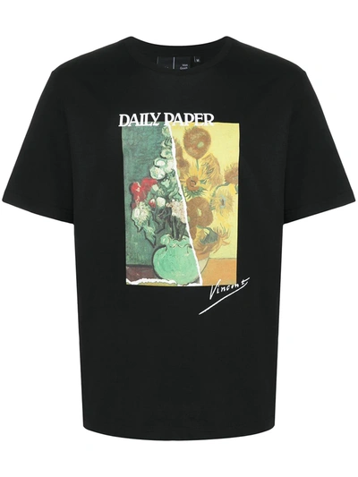 Daily Paper Graphic Print Cotton T-shirt In Black