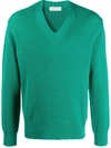 Paura V-neck Knitted Jumper In Green