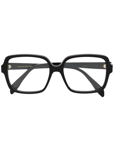 Alexander Mcqueen Oversized Square Framed Glasses In Black