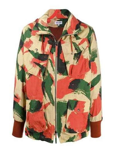 Kenzo 'brushed Camo' Overdyed Utility Parka In Multicolor