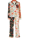 Desmond & Dempsey Persephone Floral-print Two-piece Pyjamas In Orange