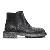 DOLCE & GABBANA BLACK LEATHER VINTAGE-LOOK CHELSEA BOOTS