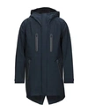 WOOLRICH WOOLRICH MAN OVERCOAT & TRENCH COAT MIDNIGHT BLUE SIZE S POLYESTER, ELASTANE