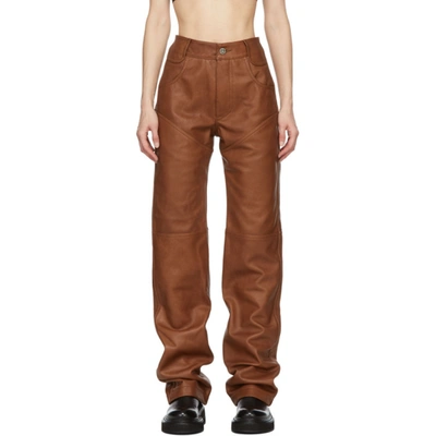 Telfar Brown Leather Boot Cut Trousers