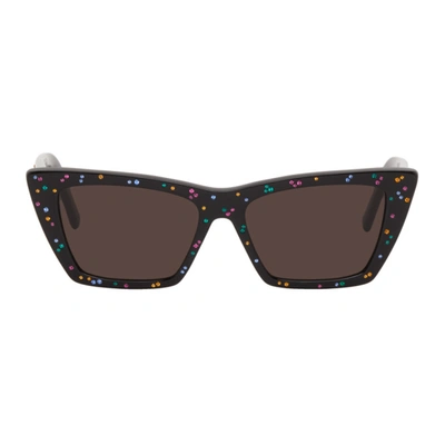 Saint Laurent New Wave Sl 276 Crystal Cat-eye Sunglasses In Black