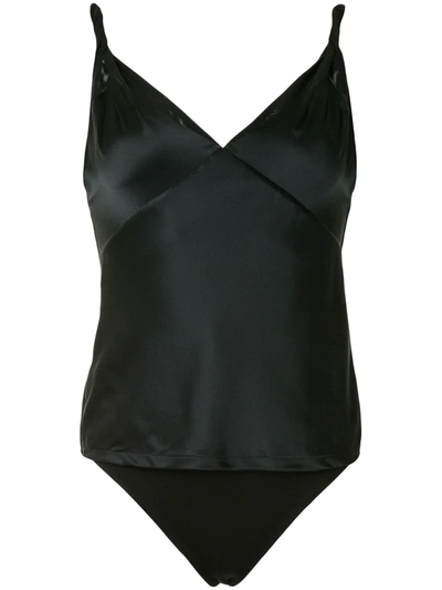 Rta Livia Silk-satin And Stretch-tulle Bodysuit In Black