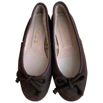 Pre-owned Pretty Ballerinas Brown Shearling Ballet Flats