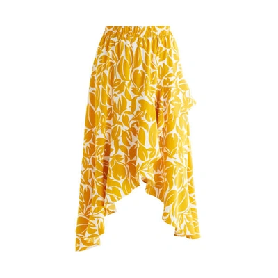 Paisie Floral Frill Skirt In Yellow & White