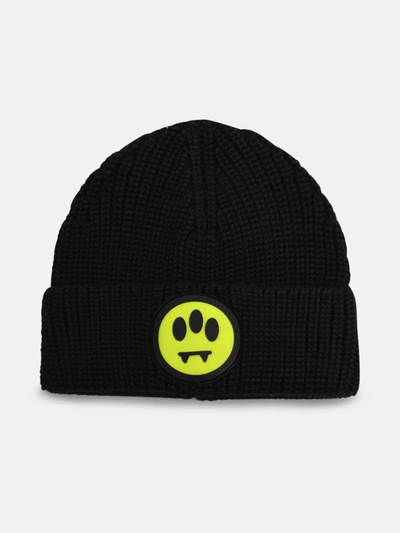 Barrow Logo Patch Ribbed-knit Beanie In Black