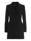 DOLCE & GABBANA LONG DOUBLE-BREASTED JACKET IN BLACK