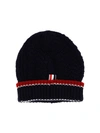 Thom Browne Navy Fine Merino Collaged Links Rwb Beanie In Blue