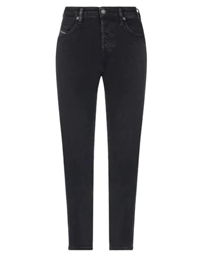 DIESEL DIESEL WOMAN JEANS BLACK SIZE 27W-32L COTTON, POLYESTER, ELASTANE, BOVINE LEATHER,42817476UK 5