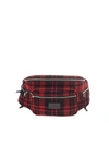 Saint Laurent Nuxx Tartan Belt Bag In Red And Black In Red