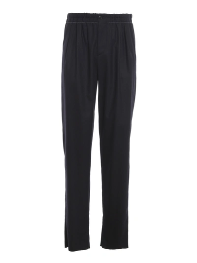 Giorgio Armani Stretch Virgin Wool Trousers In Navy