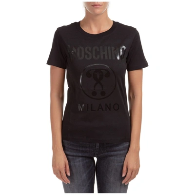 Moschino Double Question Mark Crew-neck T-shirt In Black