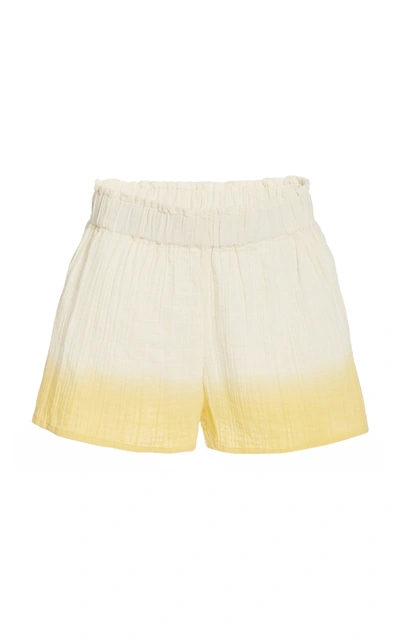Anaak Aria Buttoned-side Dip-dyed Cotton Shorts In Yellow