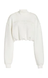 ALEXANDER WANG WOMEN'S LOGO EMBROIDERED COTTON CROPPED SWEATER