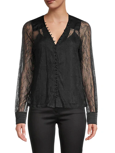 Allison New York Women's Lace Button Down Blouse With Cami In Black