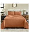 Superior 100% Cotton Basketweave Matelasse All-season 3-piece Coverlet Set, Queen In Orange