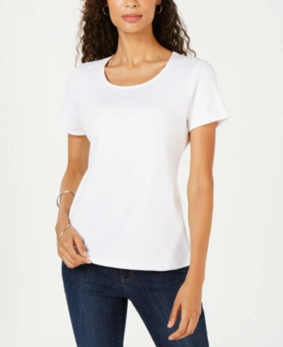 Karen Scott Short Sleeve Scoop Neck Top, Created For Macy's In Bright White